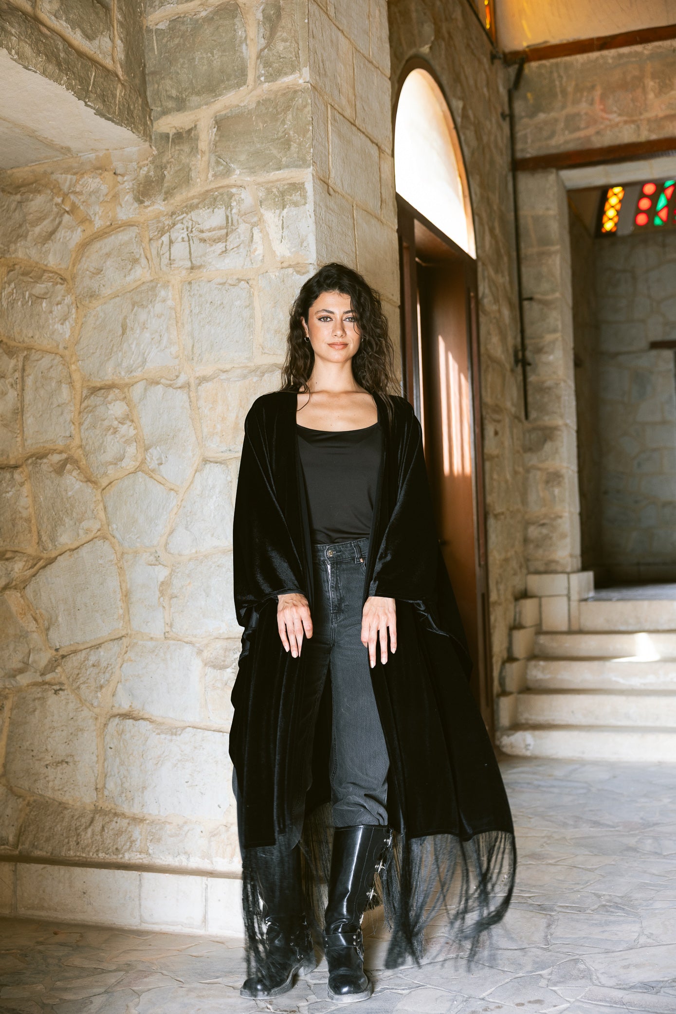 Fringe Edit Kaftan - Black