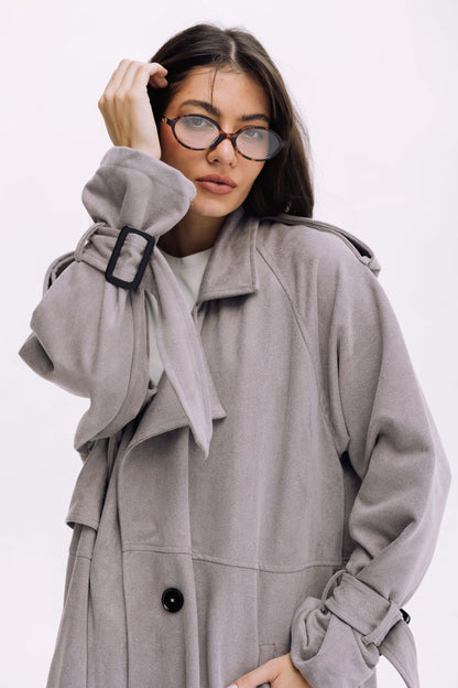 City Girl Trench Coat - Cadet Grey