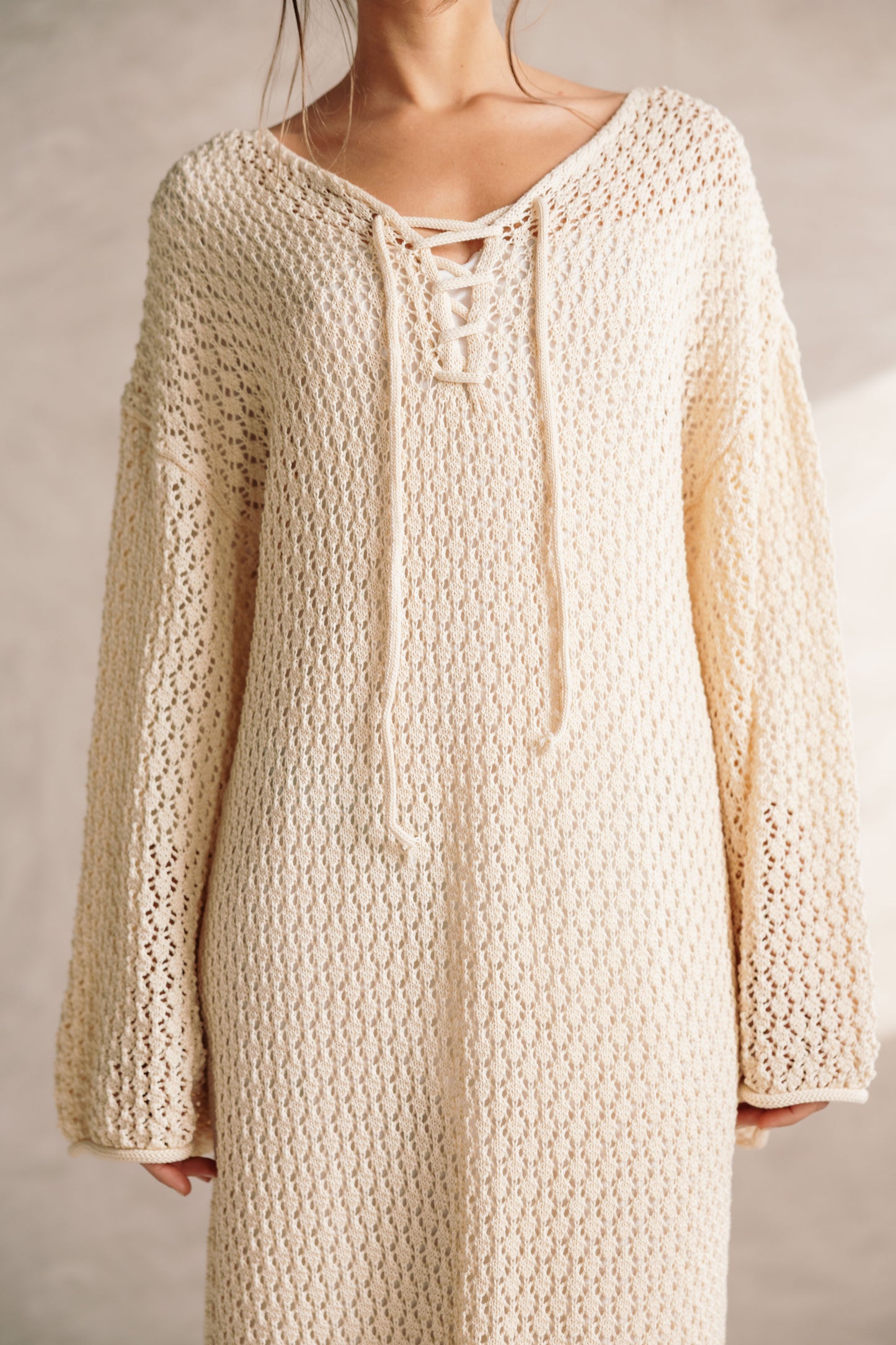Earthy Knit Dress - Cream