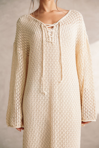 Earthy Knit Dress - Cream
