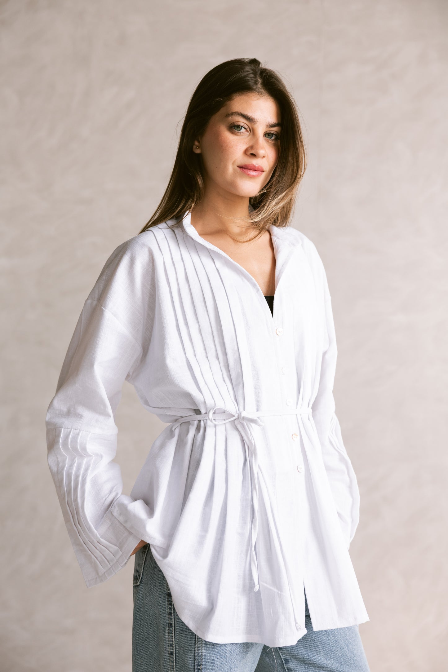 Pleated Top - White