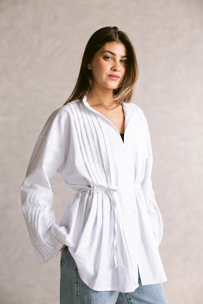 Pleated Top - White