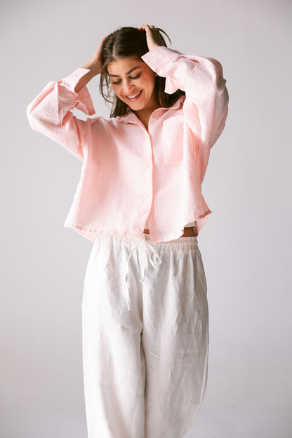 Cropped Shirt - Light Pink