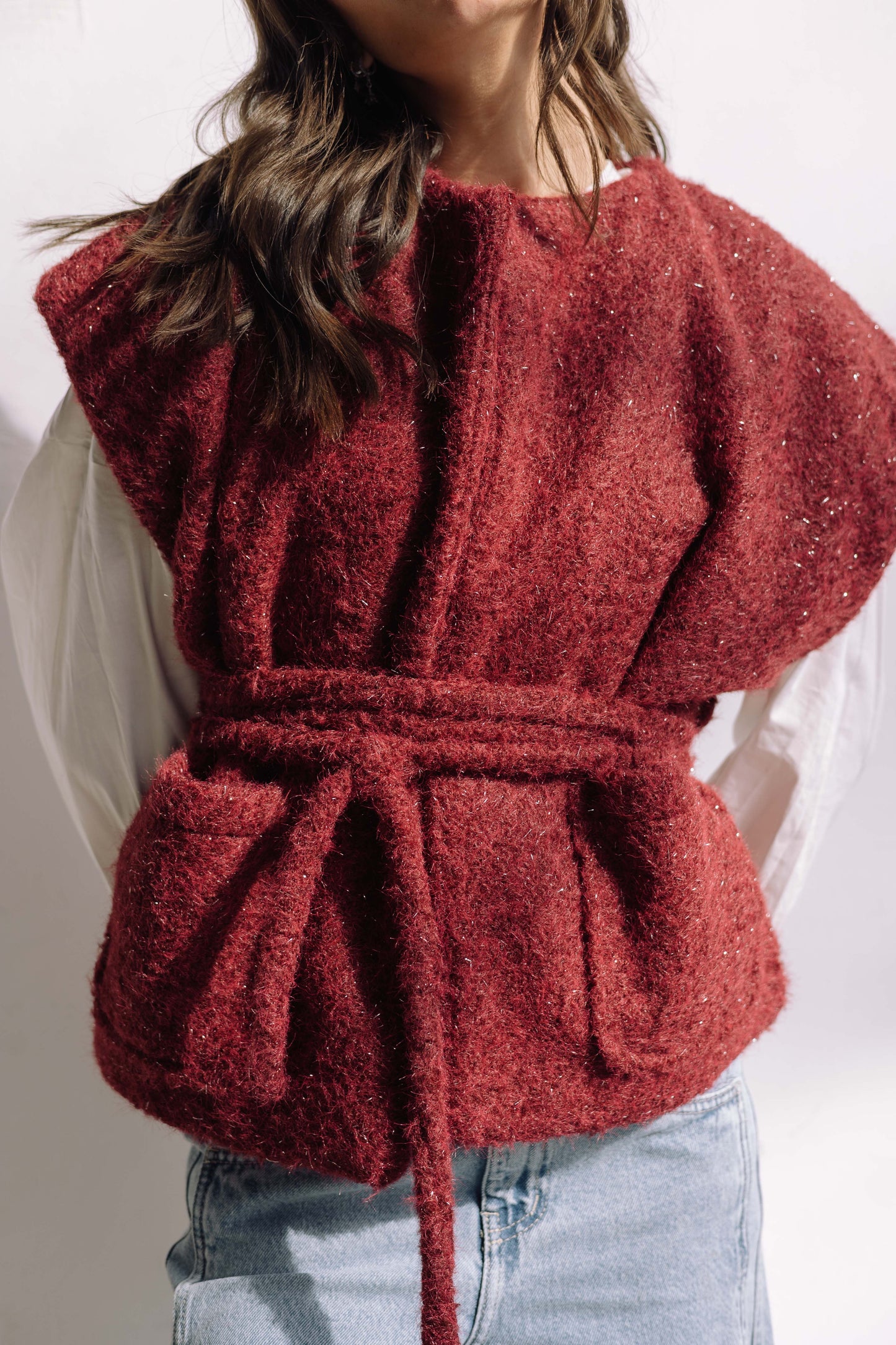 Shimmer Base Edit Vest - Mulberry Red