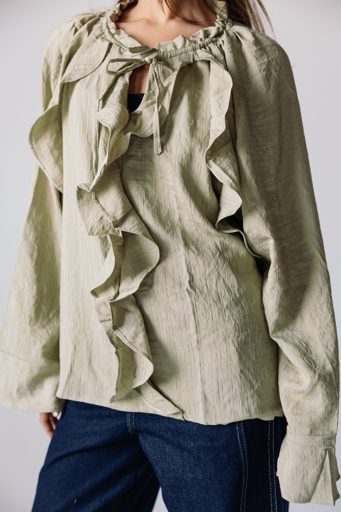 Ruffles Top - Basil