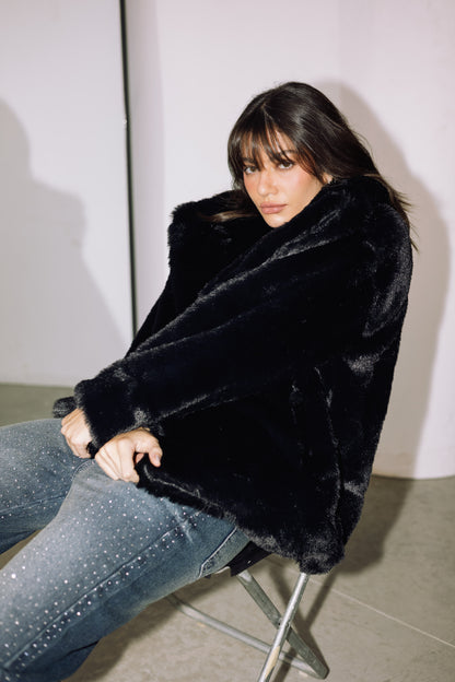 Scandi Fur Jacket - Black