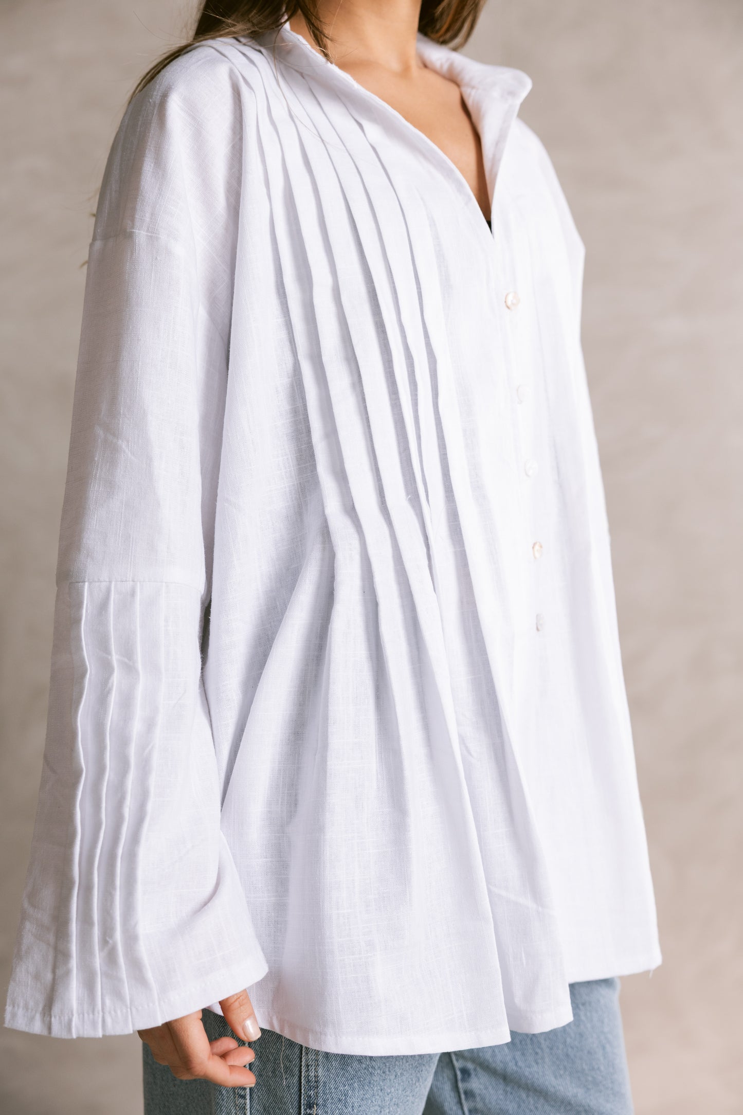 Pleated Top - White