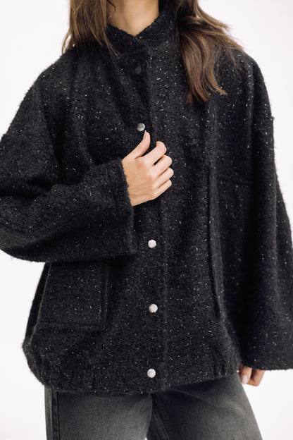 Shimmer Fluff-On Jacket - Black