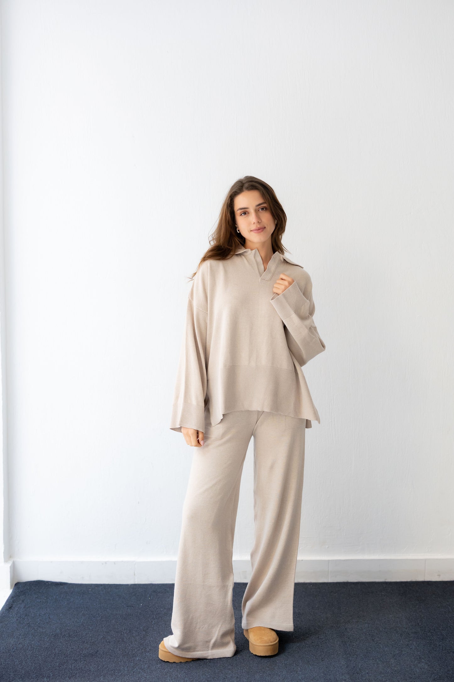 Clouded Warmth Knit Set - Cream