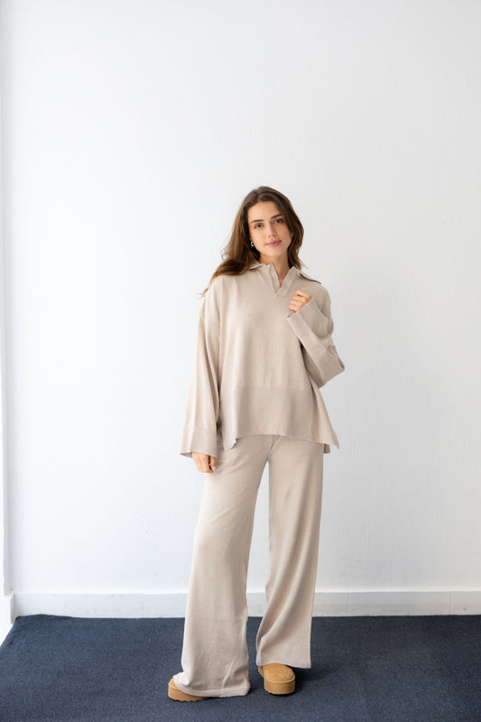 Clouded Warmth Knit Set - Cream