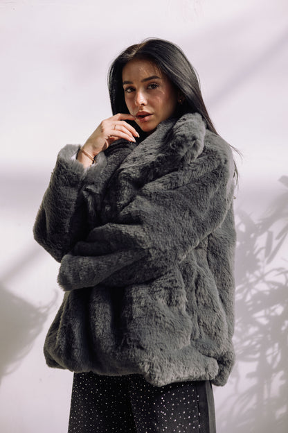 Scandi Fur Jacket - Grey