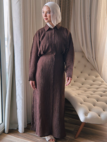 Dreamy Crinkled Dress - Brown
