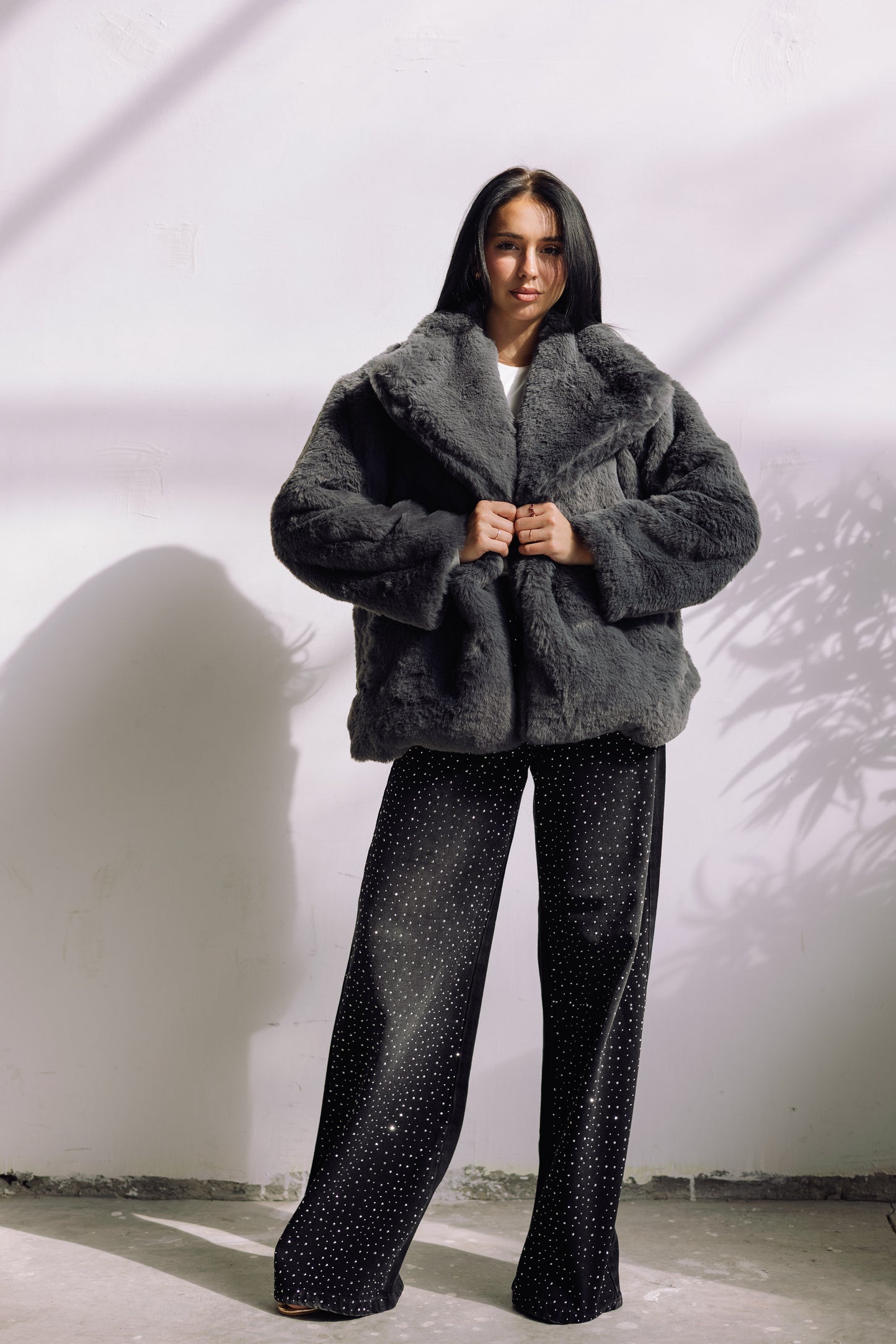 Scandi Fur Jacket - Grey