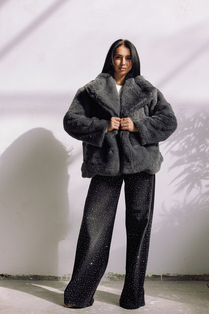 Scandi Fur Jacket - Grey