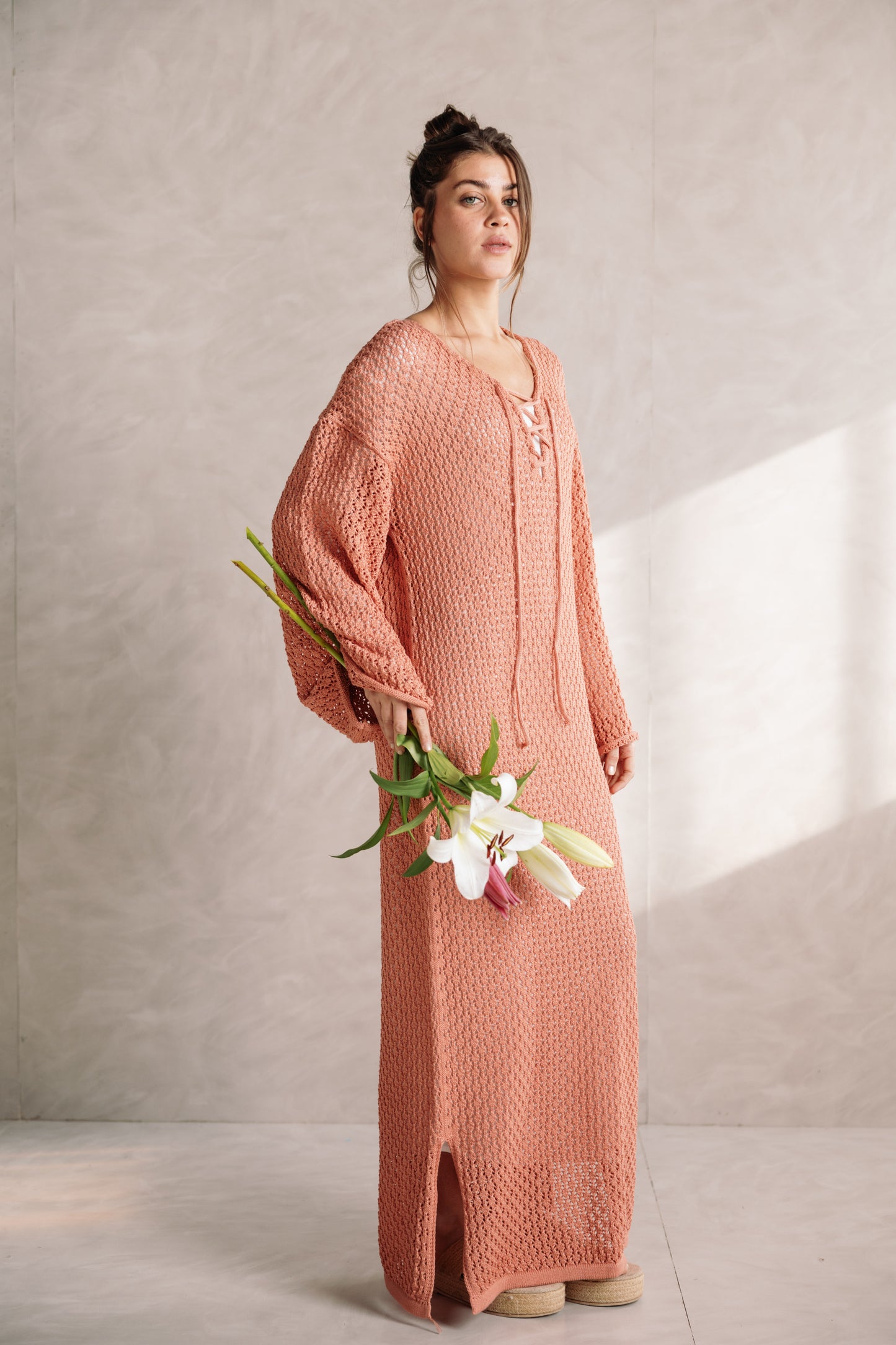Earthy Knit Dress - Salmon