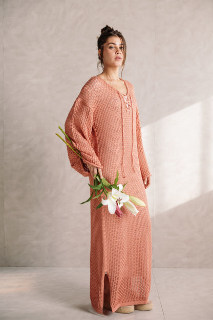 Earthy Knit Dress - Salmon