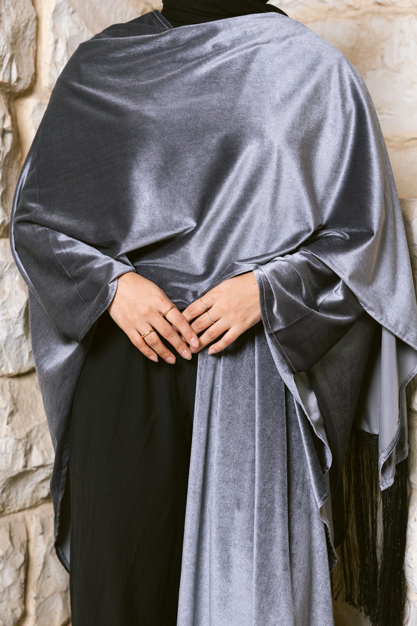 Fringe Edit Kaftan - Silver Grey
