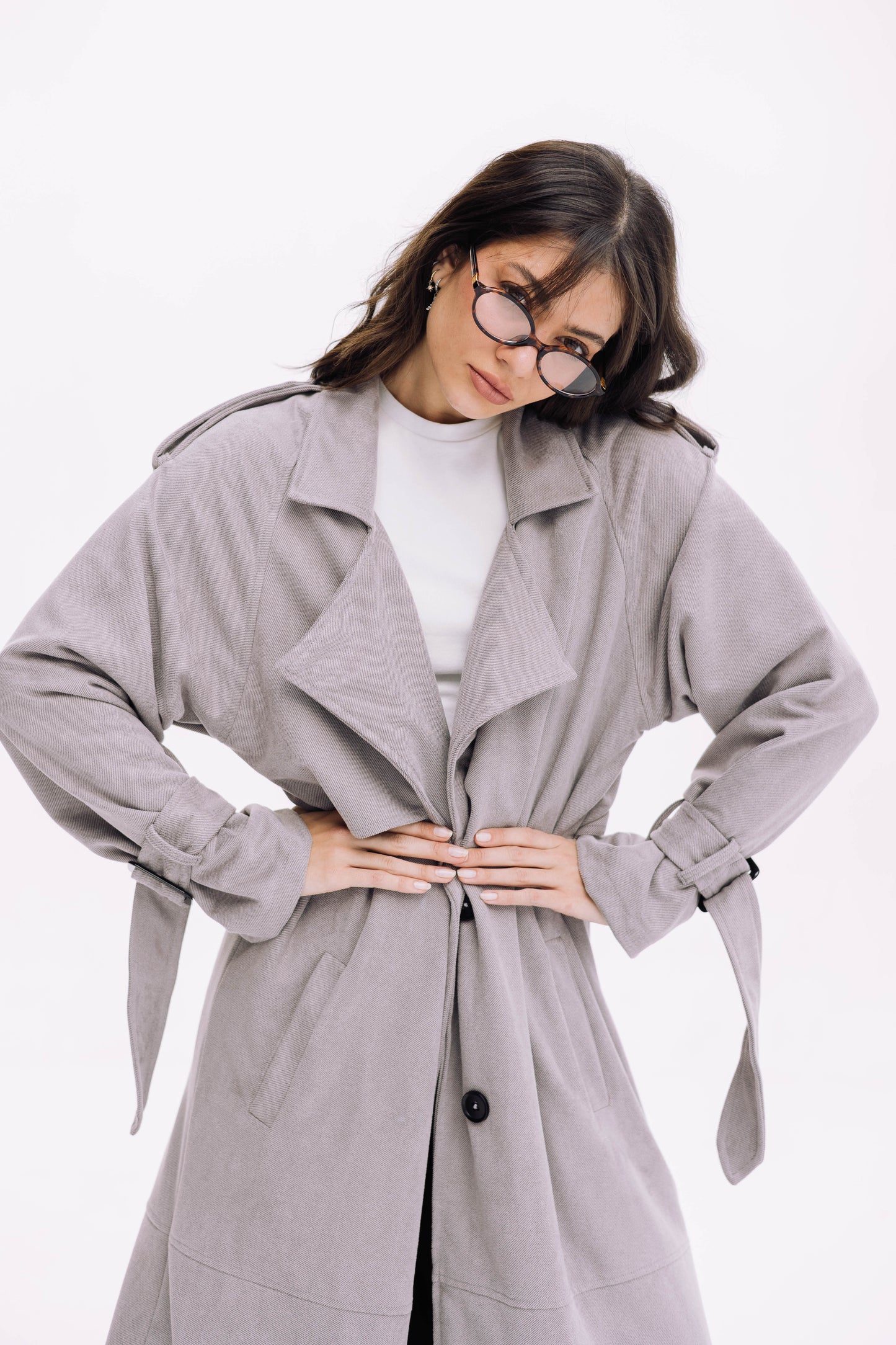 City Girl Trench Coat - Cadet Grey