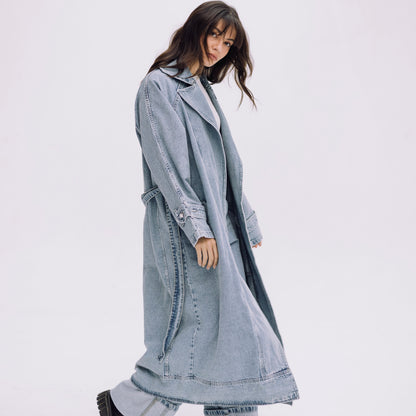 Neat-Fit Denim Coat - Washed Blue