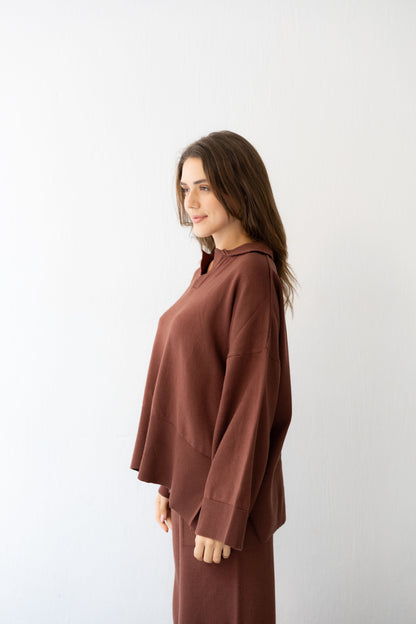 Clouded Warmth Knit Set - Chocolate