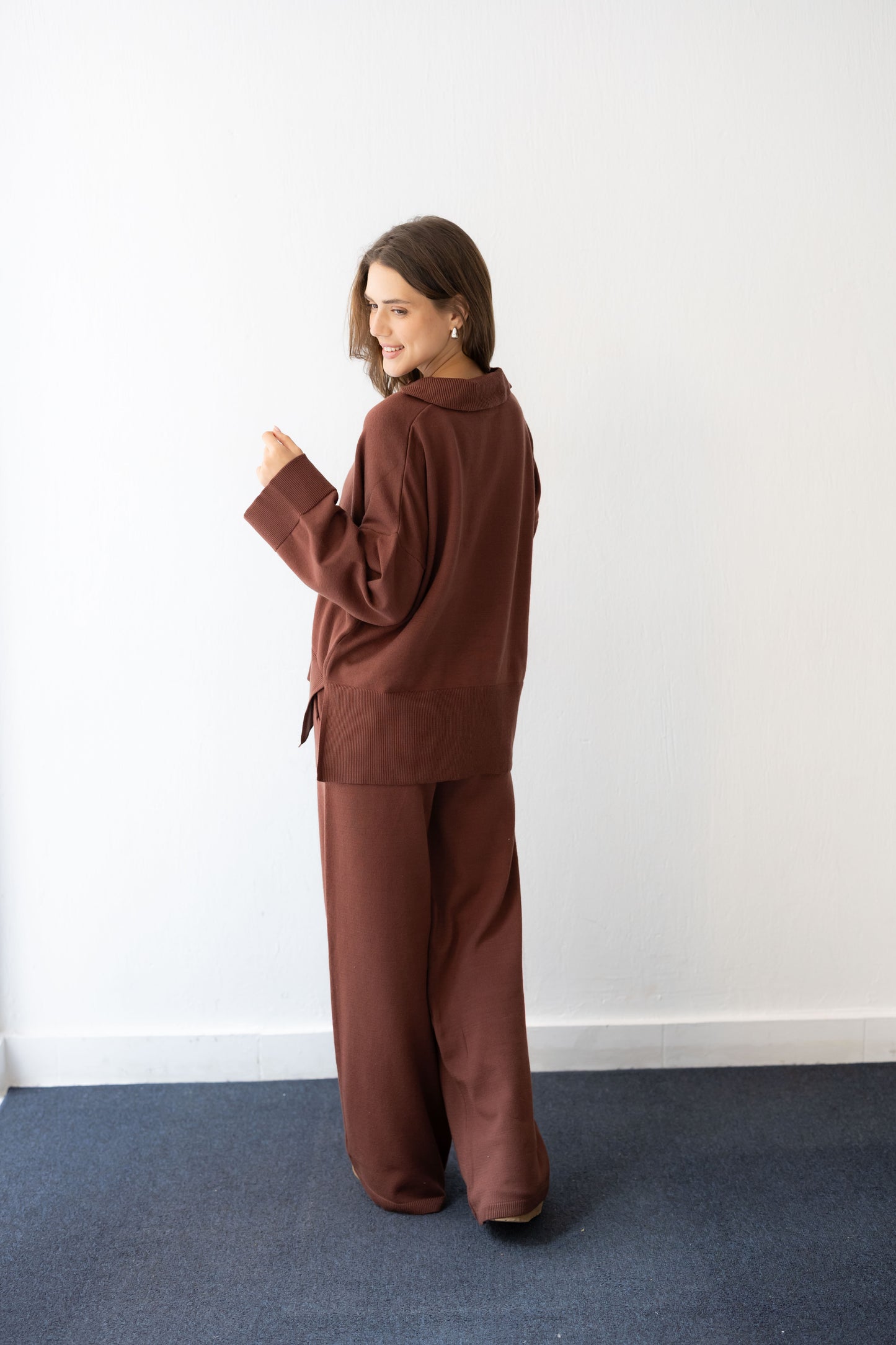 Clouded Warmth Knit Set - Chocolate