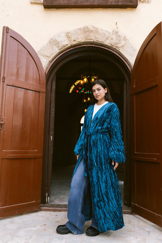 Velvet Flow Kimono - Teal
