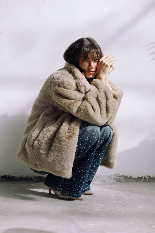 Scandi Fur Jacket - Beige