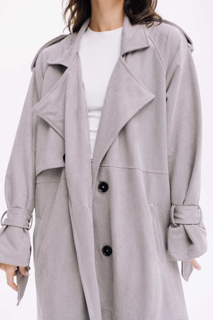 City Girl Trench Coat - Cadet Grey