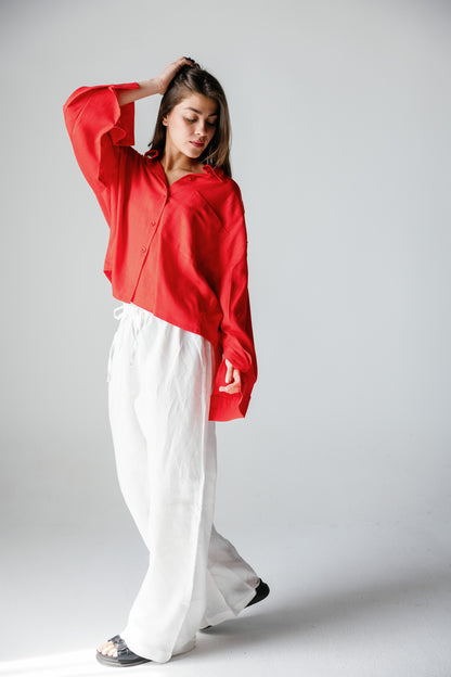 Cropped Shirt - Crimson Red