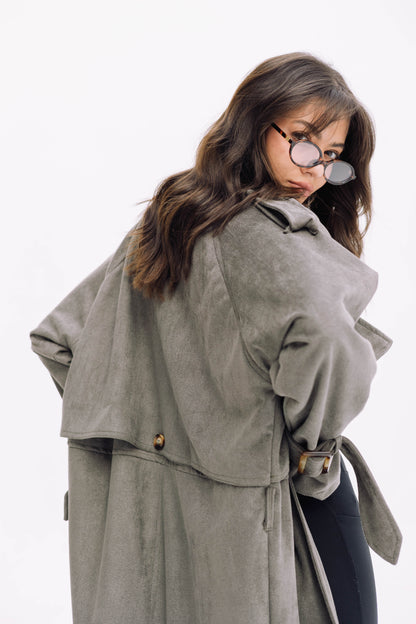 City Girl Trench Coat - Olive