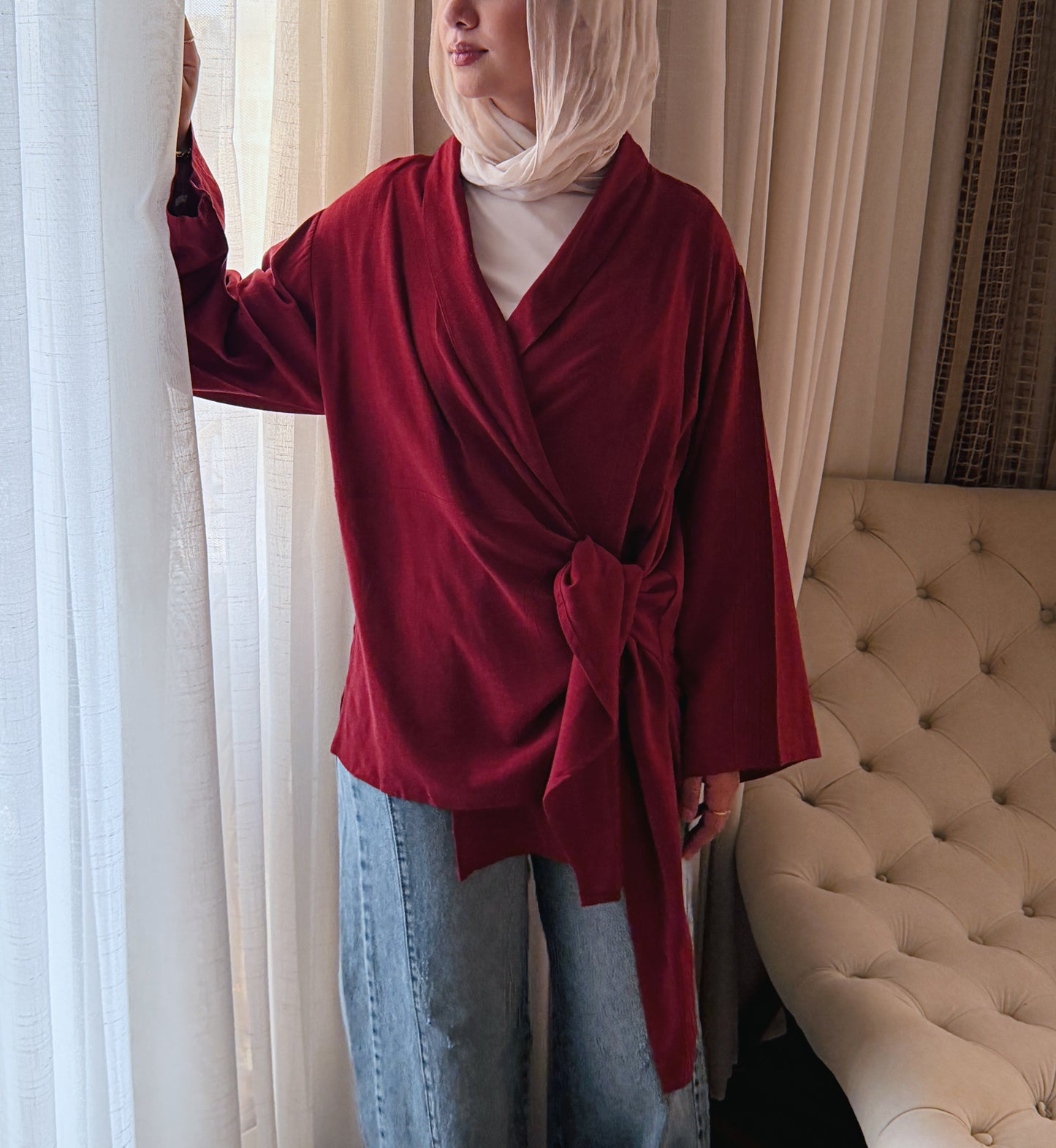 Softly Wrap Kimono - Deep Burgundy