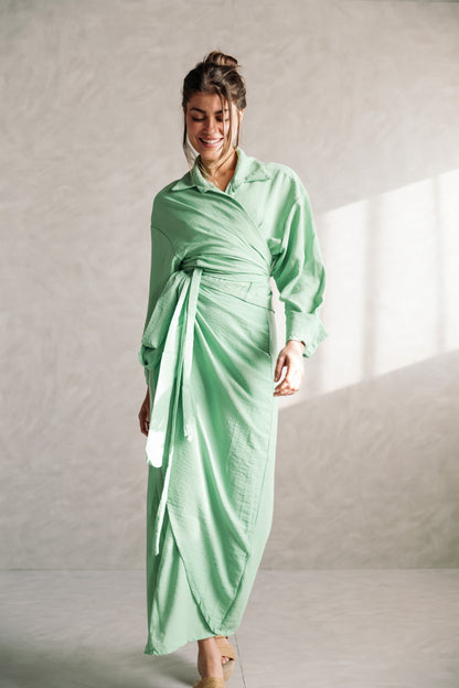Linen Wrap Me Set - Seafoam