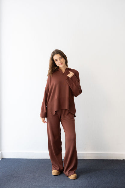 Clouded Warmth Knit Set - Chocolate
