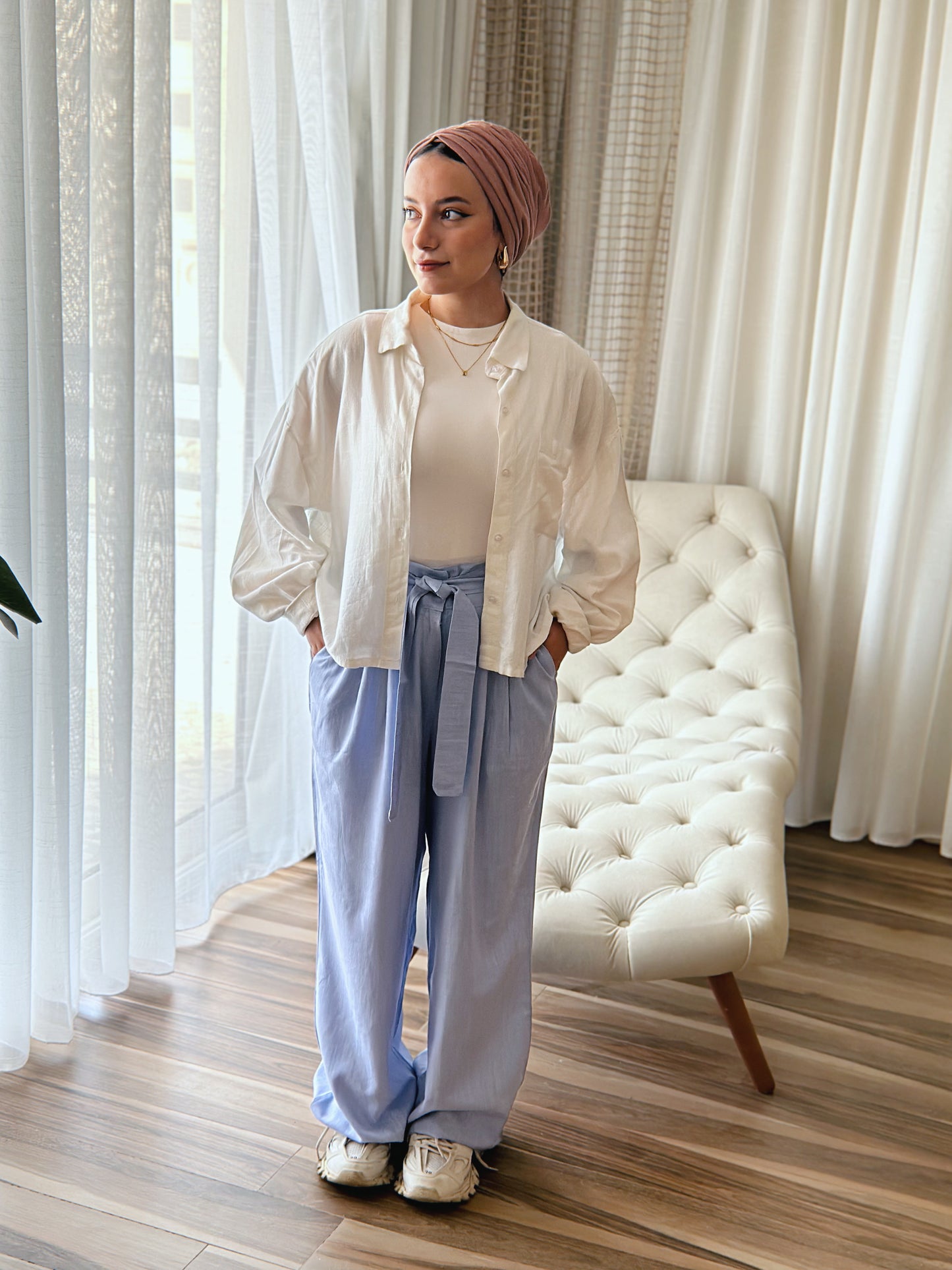 Old Money Linen Pants - Light Blue