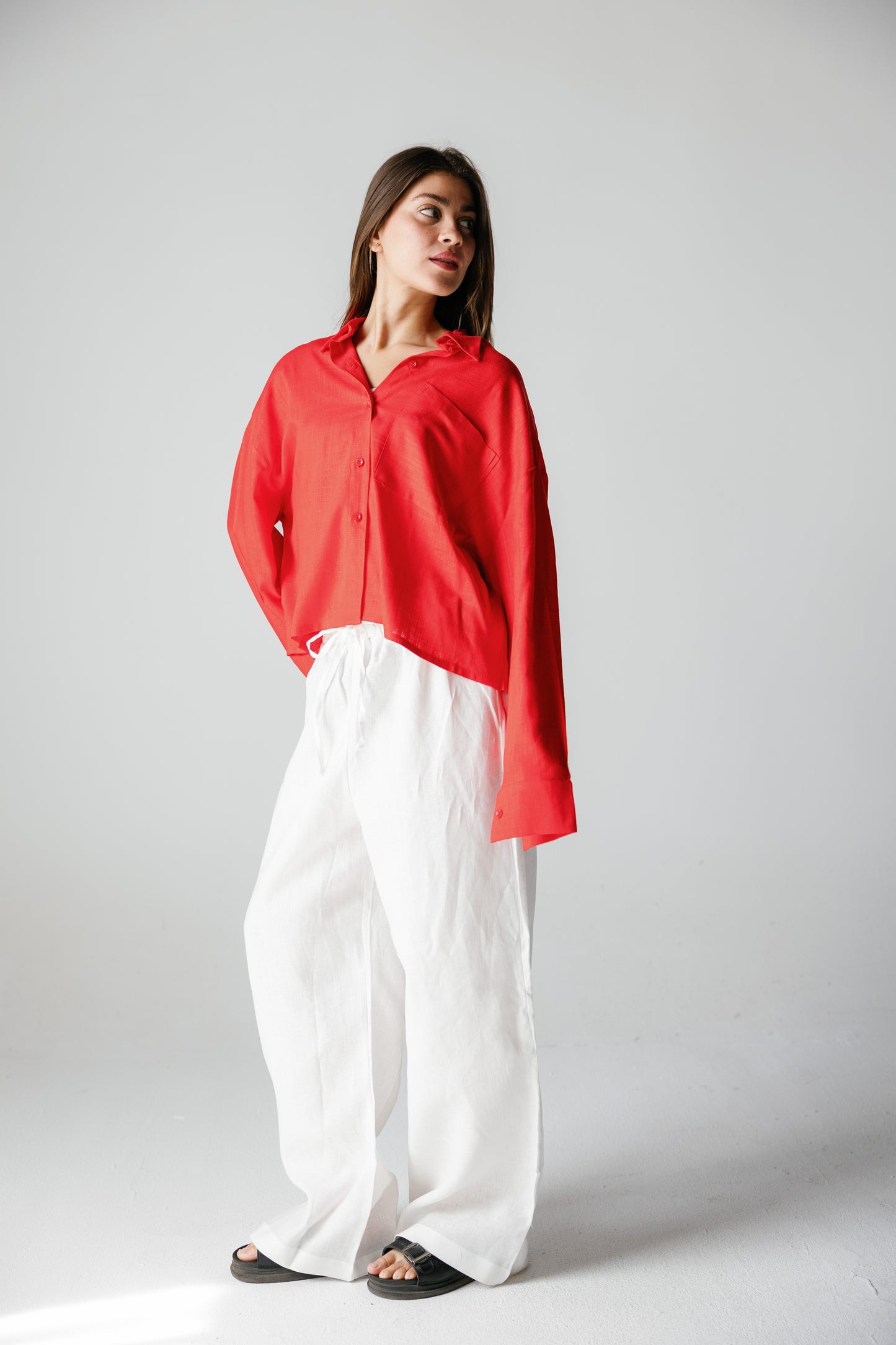 Cropped Shirt - Crimson Red