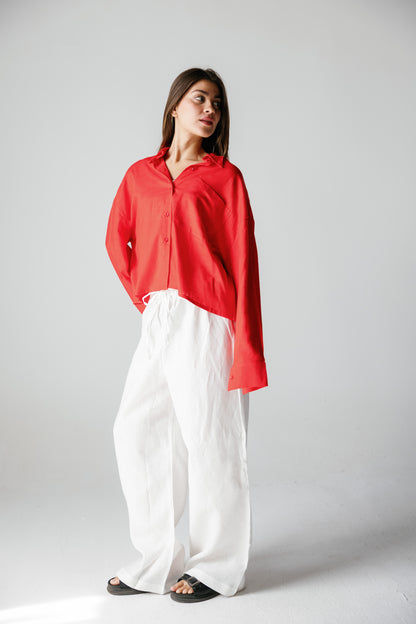 Cropped Shirt - Crimson Red