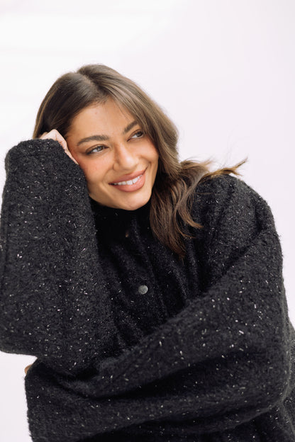 Shimmer Fluff-On Jacket - Black