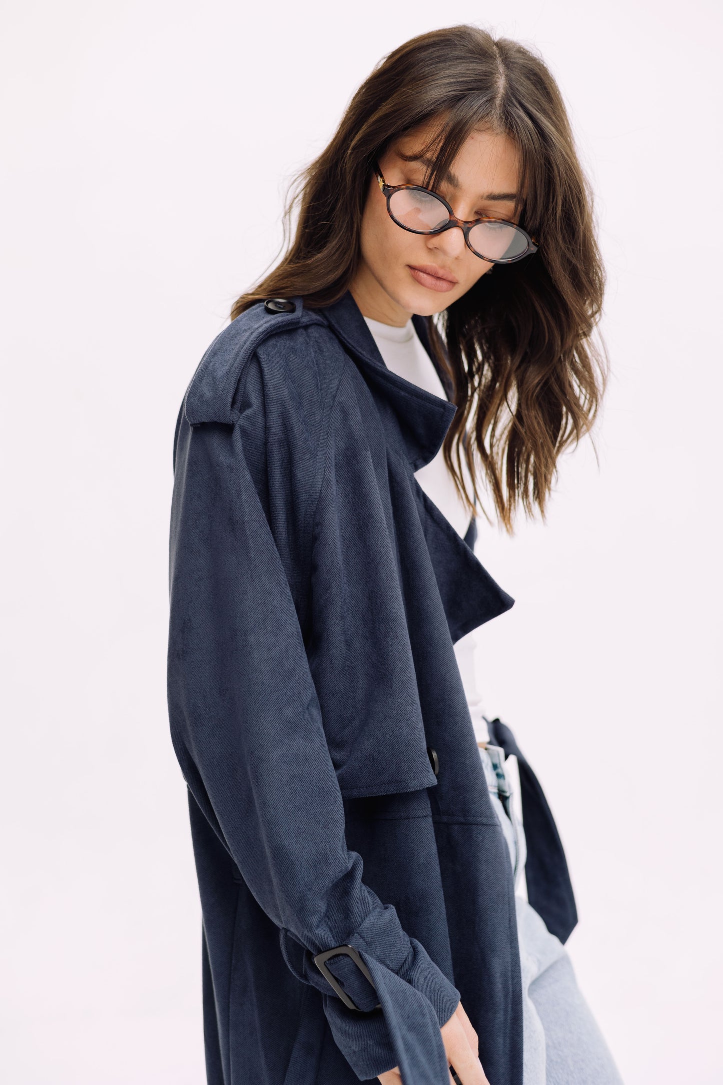 City Girl Trench Coat - Navy