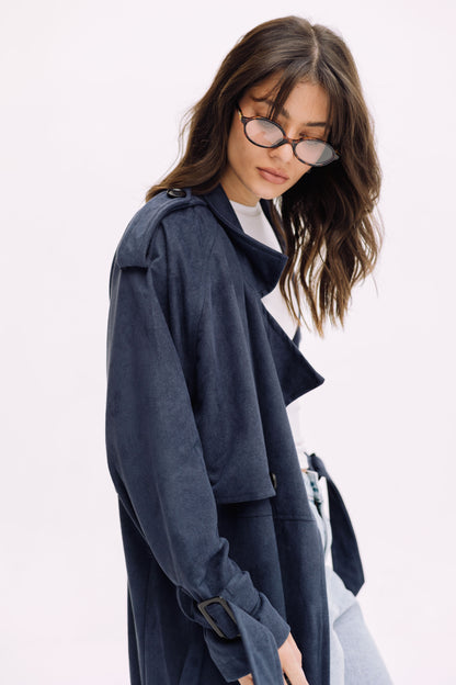 City Girl Trench Coat - Navy