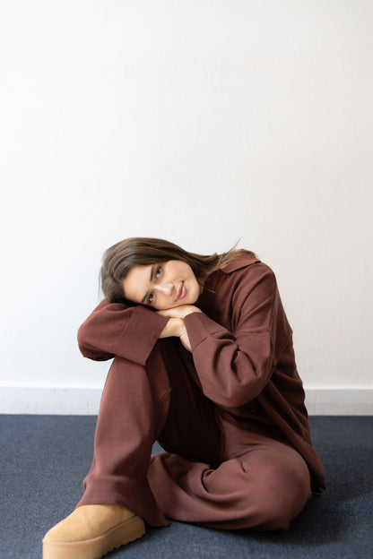 Clouded Warmth Knit Set - Chocolate