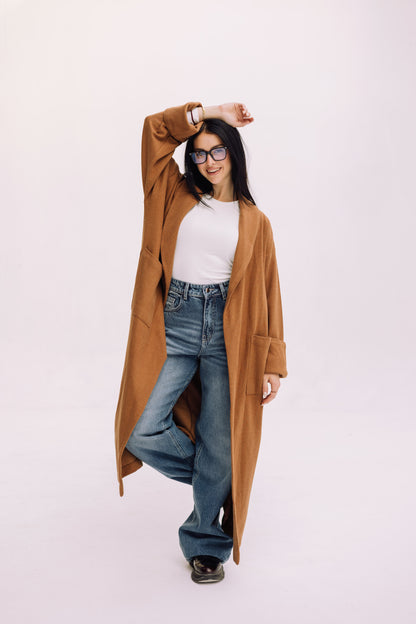 Cardigan Coat - Caramel Brown