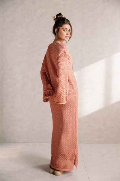 Earthy Knit Dress - Salmon