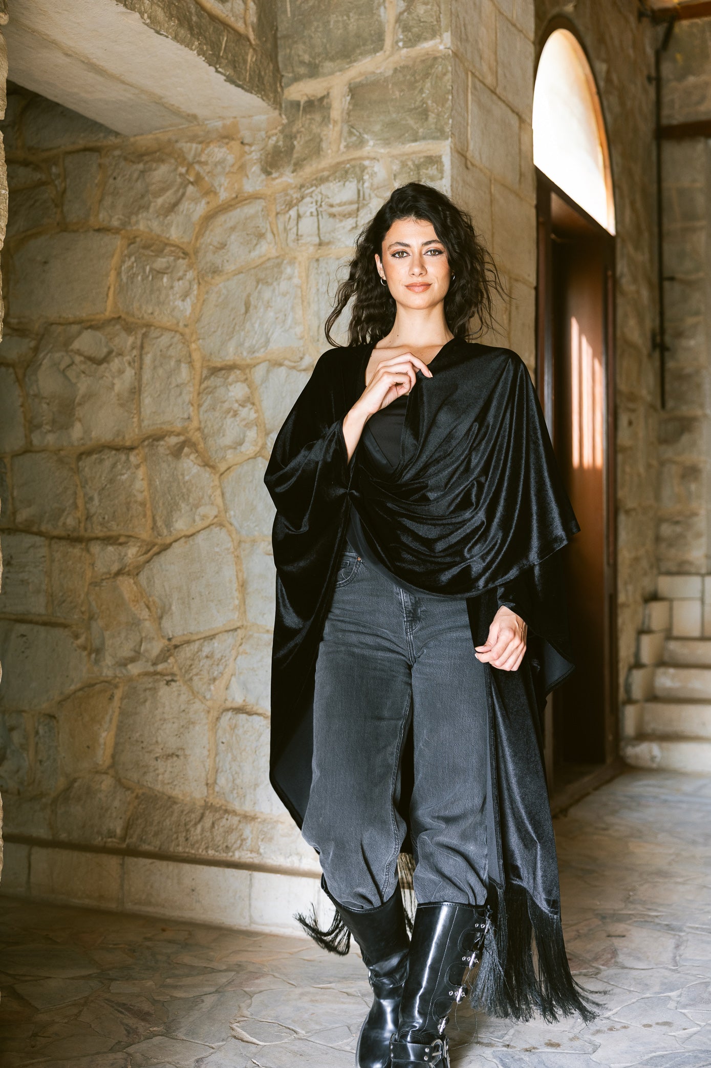 Fringe Edit Kaftan - Black