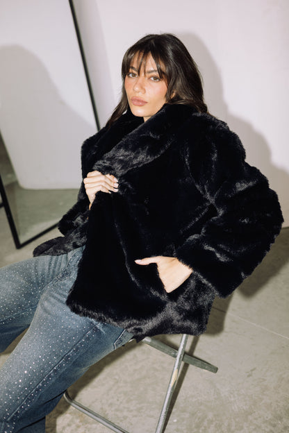 Scandi Fur Jacket - Black
