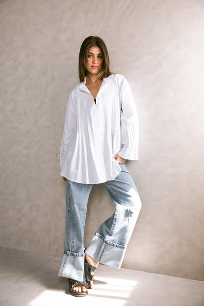Pleated Top - White