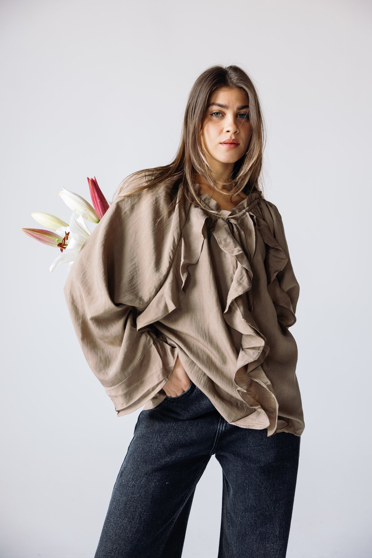 Ruffles Top - Khaki