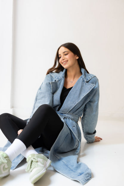 Neat-Fit Denim Coat - Washed Blue