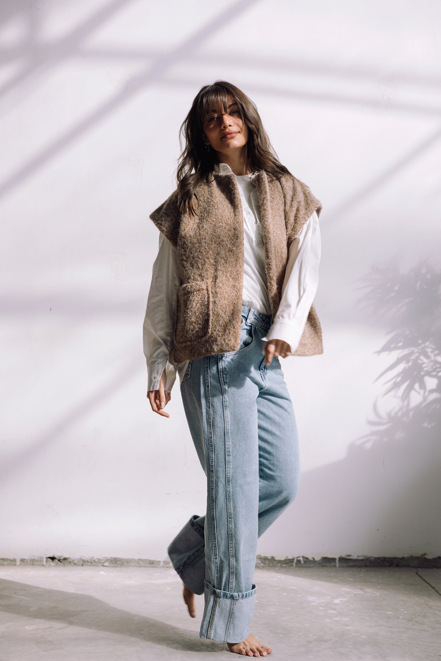 Shimmer Base Edit Vest - Mocha