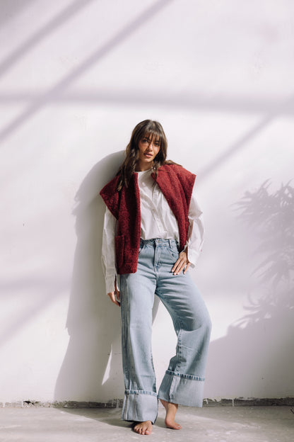 Shimmer Base Edit Vest - Mulberry Red