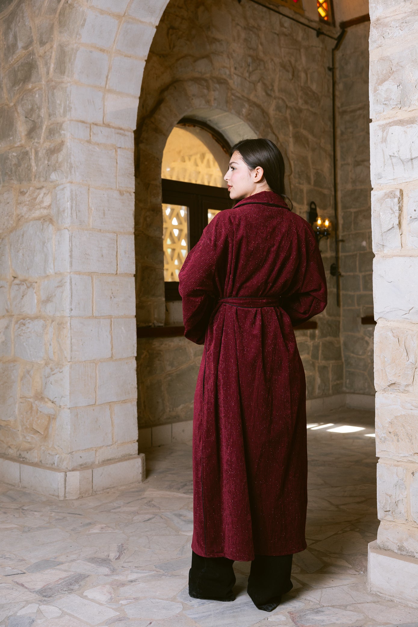 Subtle Shine Kaftan - Burgundy